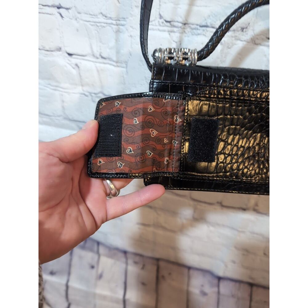 BRIGHTON Celtic Plaque Embossed Leather Clutch Handle Bag - Picture 8 of 16